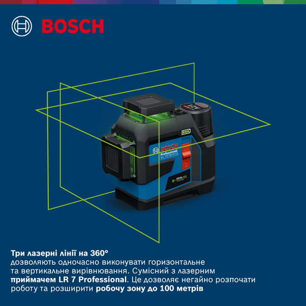 Линейный лазер GLL 12V-100-33 CG Bosch Professional, артикул: 0601065400, код товара: TLB-01120 фото
