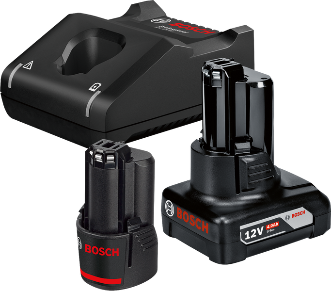 Стартовый комплект: Быстрозарядное устройство GAL 12V-40 + 1 х АКБ GBA 12V 2.0Ah + 1 х АКБ GBA 12V 4.0Ah Bosch Professional, артикул: 1600A01NC9, код товара: TLB-00806 фото