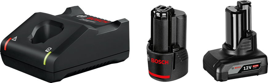 Стартовый комплект: Быстрозарядное устройство GAL 12V-40 + 1 х АКБ GBA 12V 2.0Ah + 1 х АКБ GBA 12V 4.0Ah Bosch Professional, артикул: 1600A01NC9, код товара: TLB-00806 фото