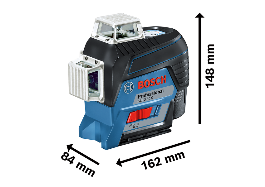Лінійний лазер GLL 3-80 C (12 V) + універсальний тримач BM 1 + кейс L-BOXX Bosch Professional, артикул: 0601063R02, код товару: TLB-01111 фото