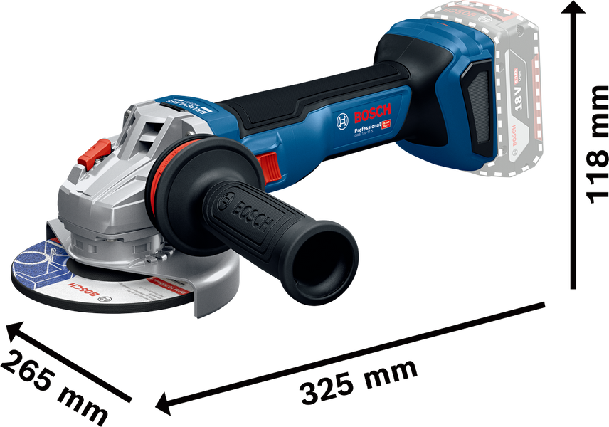 Аккумуляторная угловая шлифовальная машина GWS 18V-11 S, SOLO Bosch Professional, артикул: 06019N4000, код товара: TLB-04020 фото
