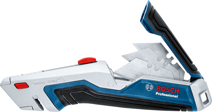 Будівельний ніж, універсальний, висувний, для килимів Bosch Professional, артикул: 1600A01V3H, код товару: TLB-07004 фото