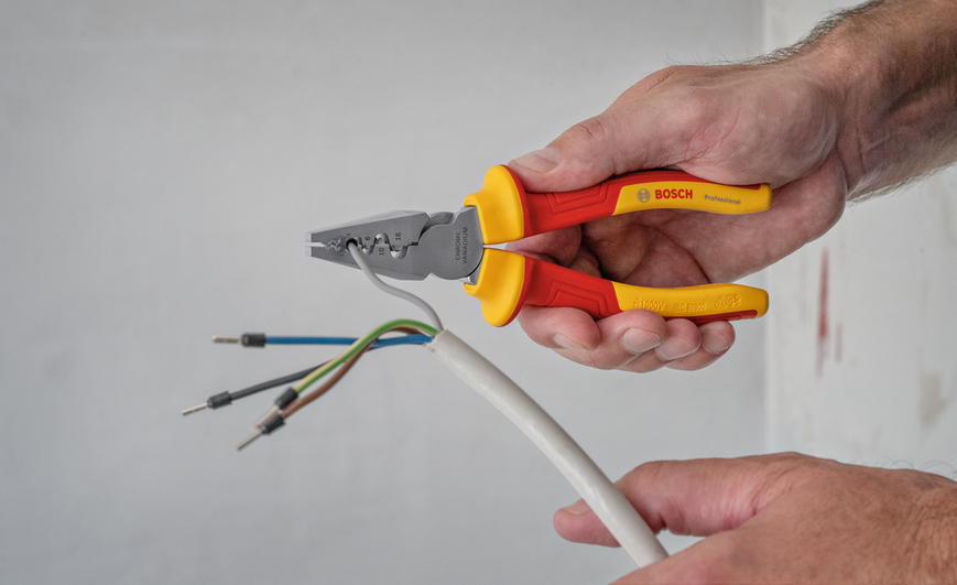 Обжимные клещи изолированные VDE, 180 мм Bosch Professional, артикул: 1600A02NE6, код товара: TLB-06212 фото