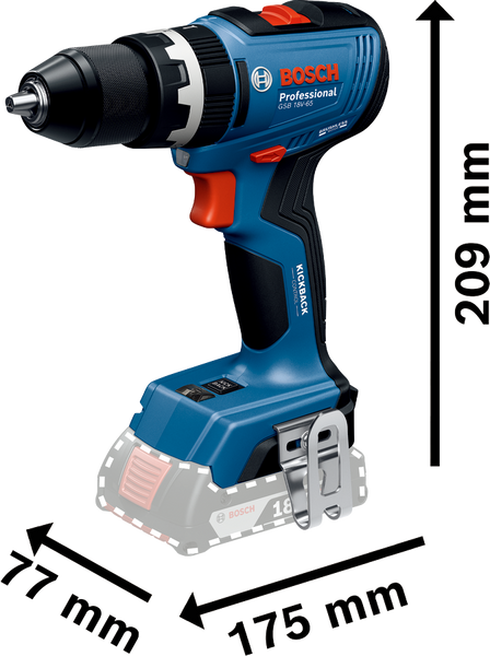 Аккумуляторная ударная дрель-шуруповерт GSB 18V-65, SOLO + кейс L-BOXX 136 Bosch Professional, артикул: 06019N3301, код товара: TLB-04246 фото