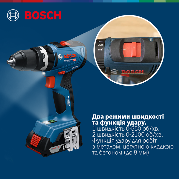 Аккумуляторная ударная дрель-шуруповерт GSB 18V-65, SOLO + кейс L-BOXX 136 Bosch Professional, артикул: 06019N3301, код товара: TLB-04246 фото