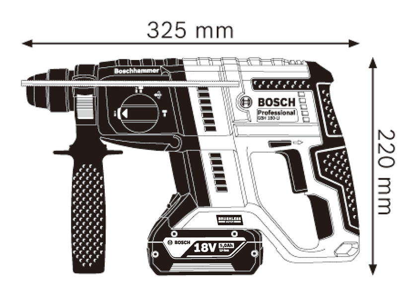 Аккумуляторный перфоратор с SDS plus GBH 180-LI, SOLO Bosch Professional, артикул: 0611911120, код товара: TLB-04103 фото