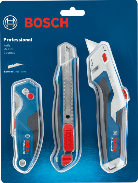 Професійний набір ножів, 3 предмети Bosch Professional, артикул: 1600A027M4, код товару: TLB-07006 фото