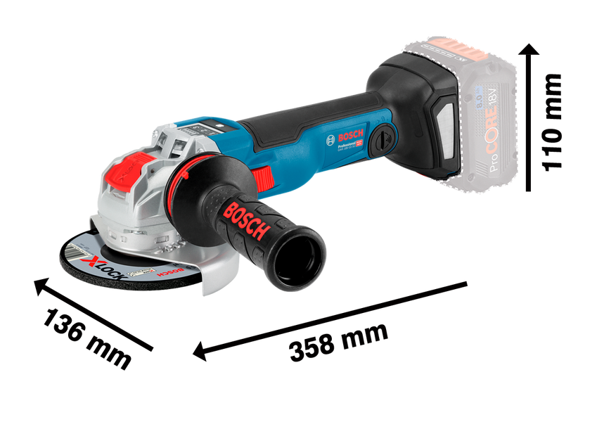 Акумуляторна кутова шліфувальна машина з X-LOCK GWX 18V-10 SC, SOLO + кейс L-BOXX Bosch Professional, артикул: 06017B0400, код товару: TLB-04030 фото